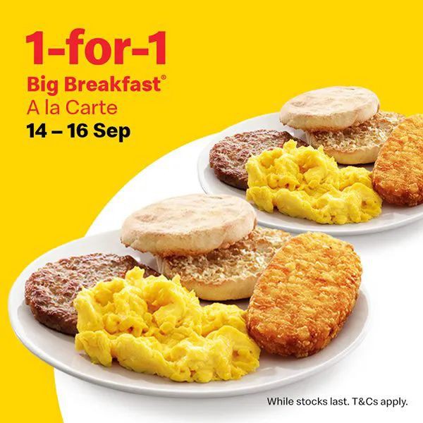 【下周優惠】新加坡小ck半價、麥當勞早餐買一送一